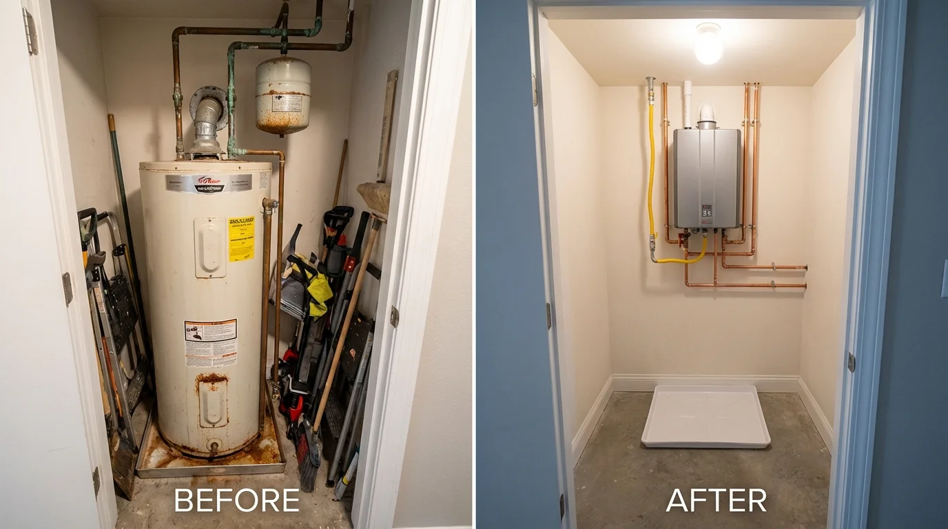 Tank water heater versus wall-mounted tankless unit comparison for Hartford, SD homeowners